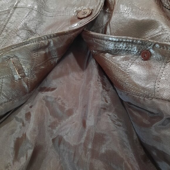 Vtg 90s structured brown leather jacket - Tudor Court brand - Picture 11 of 15